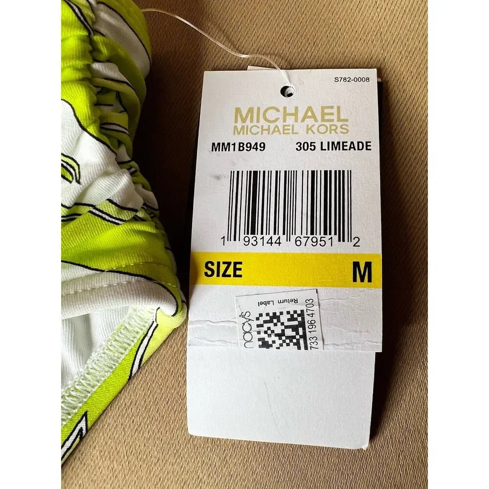 Michael Kors Limeade Zebra Print Bikini Bottom M NWT